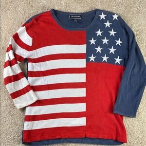 Terrazo American Flag Sweater - Red, White, and Blue Men's‎ size Small USA